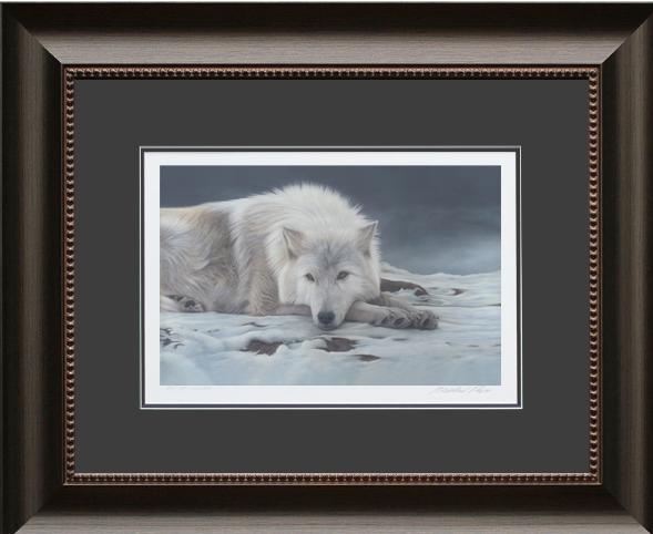 Beautiful Dreamer - Arctic Wolf, Framed Giclée Paper by Canadian Wildlife Artist Michael Pape