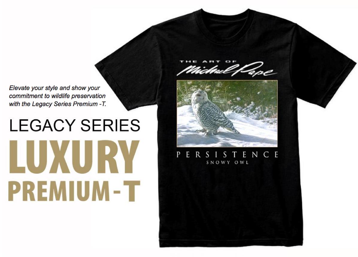 Purchase Luxury Premium T-shirt from the Legacy Series by Michael Pape, featuring stunning wildlife art of the iconic animals we share our planet with.