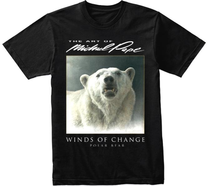 Shop Online For The Art Of Michael Pape Wildlife Art T-Shirts Collection: WINDS OF CHANGE – Polar Bear  